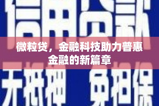 新邱微粒贷，金融科技助力普惠金融的新篇章