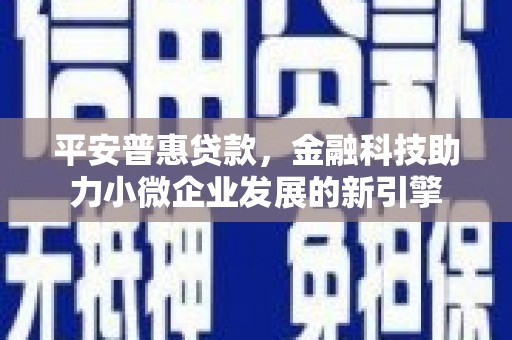 新邱平安普惠贷款，金融科技助力小微企业发展的新引擎