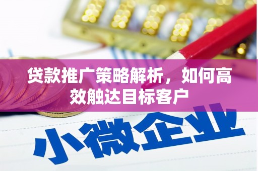 新邱贷款推广策略解析，如何高效触达目标客户