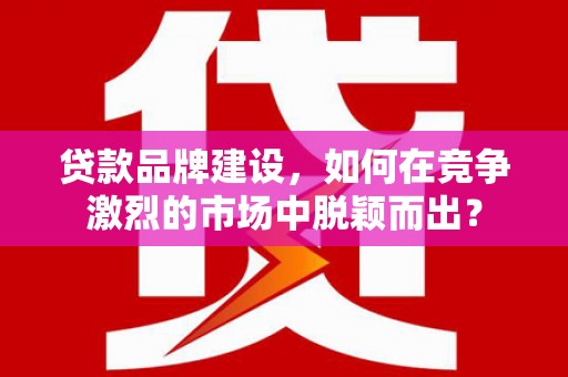 新邱贷款品牌建设，如何在竞争激烈的市场中脱颖而出？