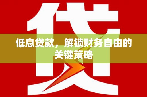 新邱低息贷款，解锁财务自由的关键策略