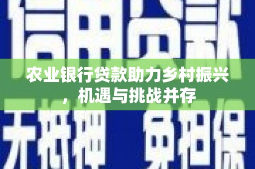 新邱农业银行贷款助力乡村振兴，机遇与挑战并存