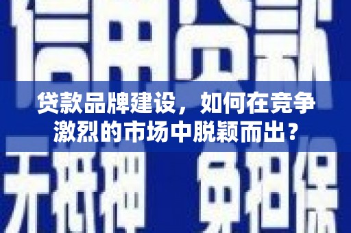 新邱贷款品牌建设，如何在竞争激烈的市场中脱颖而出？