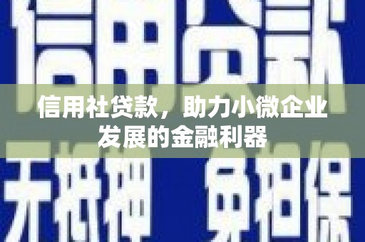 新邱信用社贷款，助力小微企业发展的金融利器