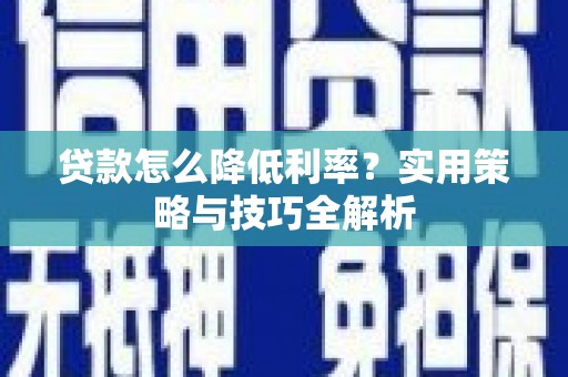新邱贷款怎么降低利率？实用策略与技巧全解析